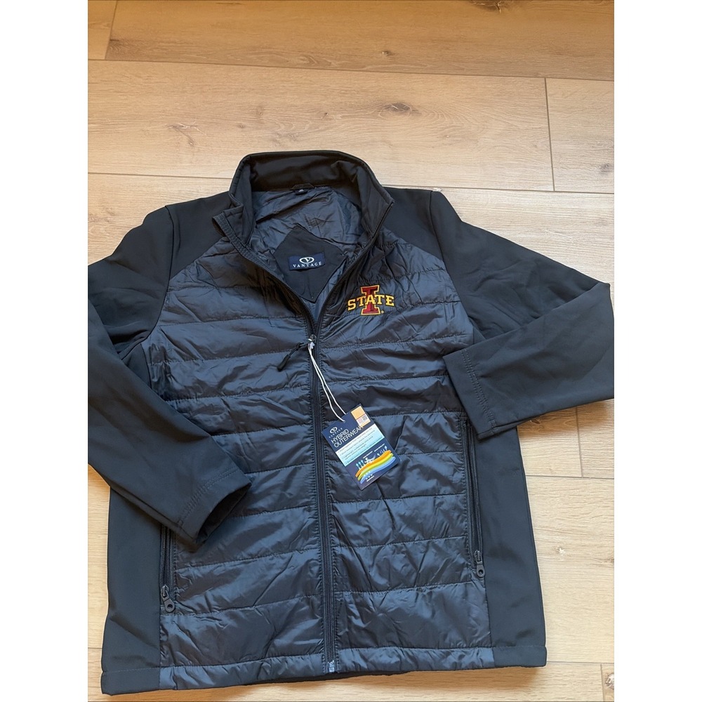 Iowa State Cyclones Jacket Mens Size Small Full Zip Lightweight Hybrid Coat Blac